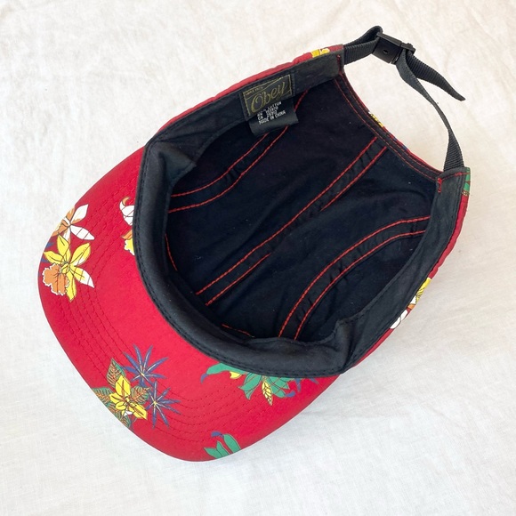 Obey Red Floral Pattern Hat - Picture 10 of 14